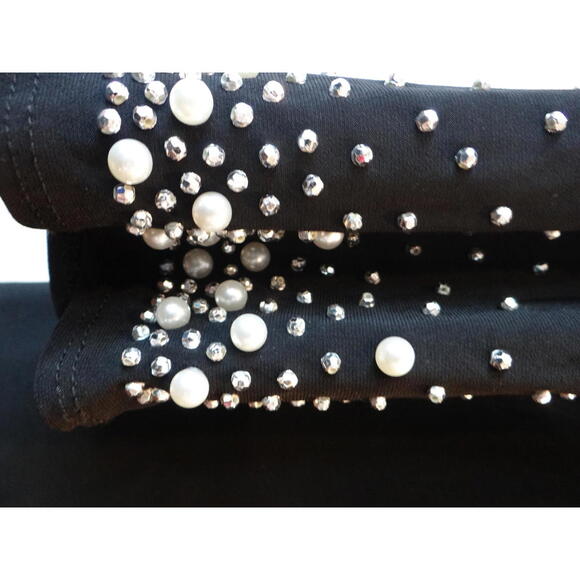 NWT Annalee and Hope Elegant Black Dress with Pearl and Rhinestone Sleeves - Picture 4 of 8